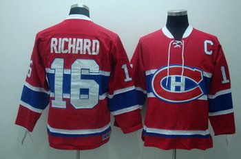 Montreal Canadiens 16 richard red Jerseys CH Patch