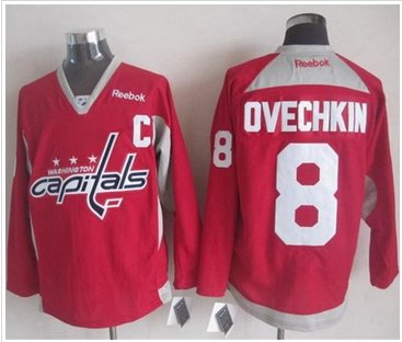 Washington Capitals #8 Alex Ovechkin Red Practice Stitched NHL Jersey