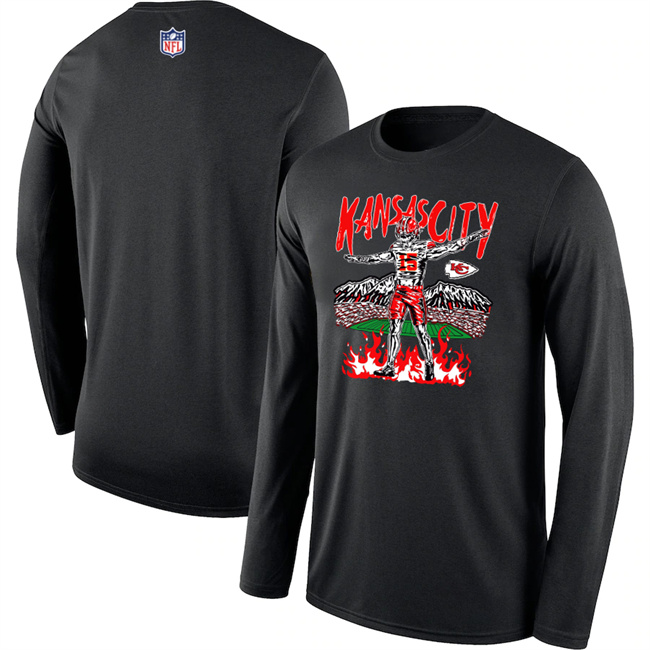 Men's Kansas City Chiefs Black Long Sleeve T-Shirt Men's Kansas City Chiefs Black Long Sleeve T-Shirt