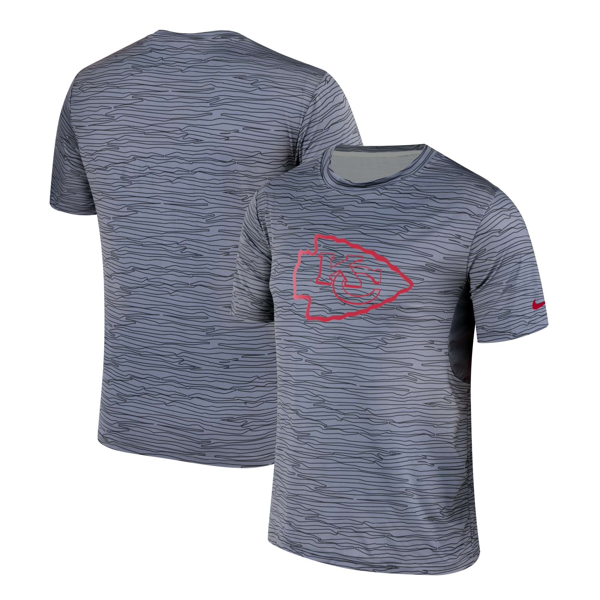 Kansas City Chiefs Nike Gray Black Striped Logo Performance T-Shirt Kansas City Chiefs Nike Gray Black Striped Logo Performance T-Shirt