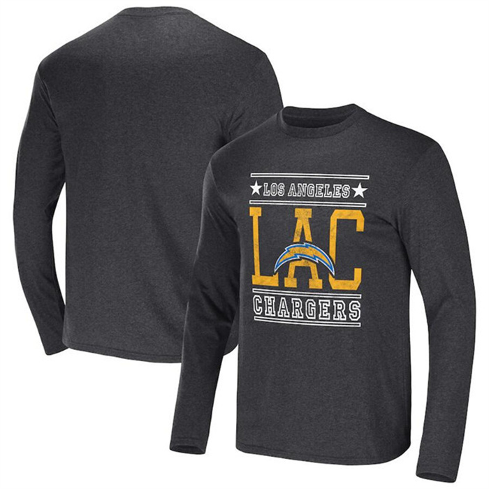 Men's Los Angeles Chargers Heathered Charcoal X Darius Rucker Collection Long Sleeve T-Shirt Men's Los Angeles Chargers Heathered Charcoal X Darius Rucker Collection Long Sleeve T-Shirt