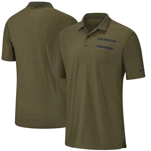 Men's Los Angeles Chargers Salute to Service Sideline Polo Olive Men's Los Angeles Chargers Salute to Service Sideline Polo Olive