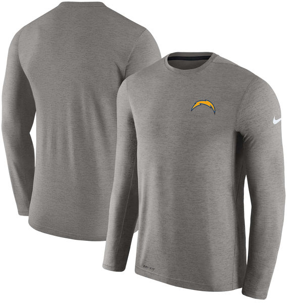Men's Los Angeles Chargers Nike Charcoal Coaches Long Sleeve Performance T-Shirt Men's Los Angeles Chargers Nike Charcoal Coaches Long Sleeve Performance T-Shirt