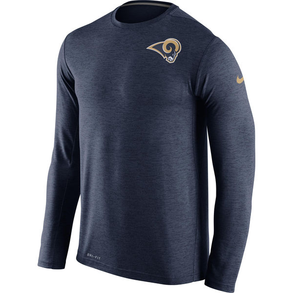Men's Los Angeles Rams Nike Navy Dri-FIT Touch Long Sleeve Performance T-Shirt