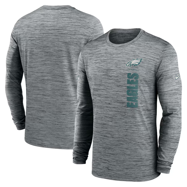 Men's Philadelphia Eagles Grey 2024 Sideline Team Velocity Performance Long Sleeve T-Shirt Men's Philadelphia Eagles Grey 2024 Sideline Team Velocity Performance Long Sleeve T-Shirt