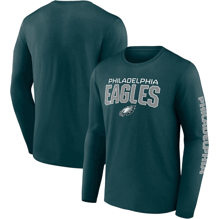 Men's Philadelphia Eagles Green Go The Distance Long Sleeve T-Shirt