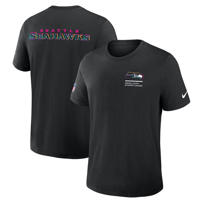 Men's Seattle Seahawks Black 2025 Crucial Catch Tri-Blend Dri-FIT T-Shirt