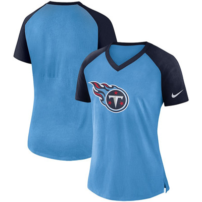 Tennessee Titans Nike Women's Top V Neck T-Shirt Light Blue Navy