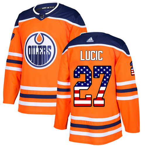Adidas Oilers #27 Milan Lucic Orange Home Authentic USA Flag Stitched NHL Jersey Adidas Oilers #27 Milan Lucic Orange Home Authentic USA Flag Stitched NHL Jersey