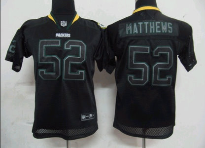 Youth Green Bay Packers 52 Clav Matthews Lights Out Black Jersey