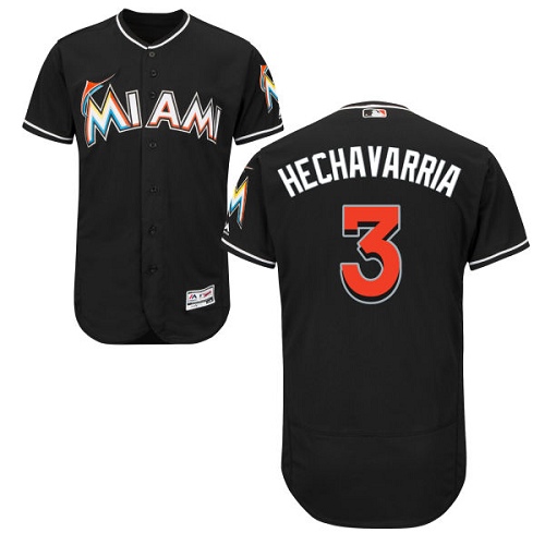 marlins #3 Adeiny Hechavarria Black Flexbase Authentic Collection Stitched MLB Jersey