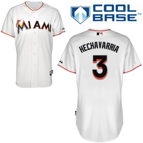 Miami Marlins #3Adeiny HECHAVARRIA Authentic Personalized Home White Jersey