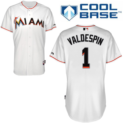 Miami Marlins #1Jordany Valdespin Authentic Personalized Home White Jersey