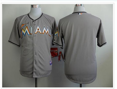 Miami Marlins marlins Blank Grey Cool Base Stitched Baseball Jersey