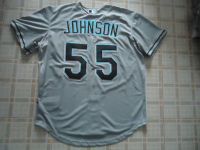mlb Florida Marlins 55 JOHNSON jerseys grey