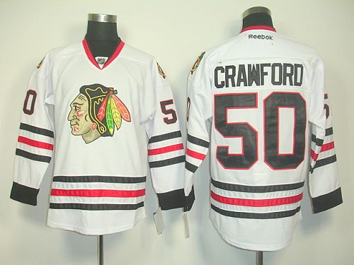 Youth Blackhawks #50 Corey Crawford White Stitched NHL Jersey