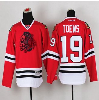 Youth Chicago Blackhawks #19 Jonathan Toews Red(Red Skull) Stitched NHL Jersey