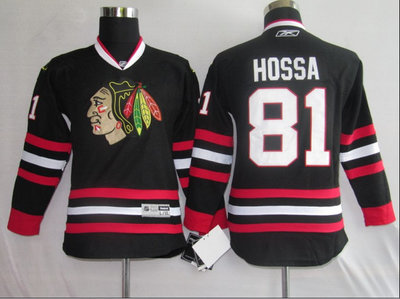Youth NHL Jerseys Chicago Blackhawks 81 Hossa black kids