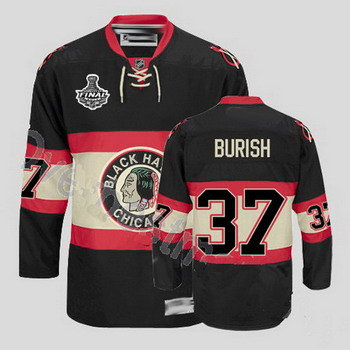 youth Chicago Blackhawks 37 Adam Burish Black New Third Jersey withe