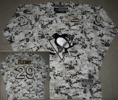 Youth Kids Pittsburgh Penguins 29 Marc-Andre Fleury White Camo NHL Jerseys