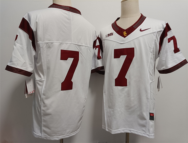Men's USC Trojans #7 Miller Moss 2024 F.U.S.E. No Name White Stitched Jersey Men's USC Trojans #7 Miller Moss 2024 F.U.S.E. No Name White Stitched Jersey