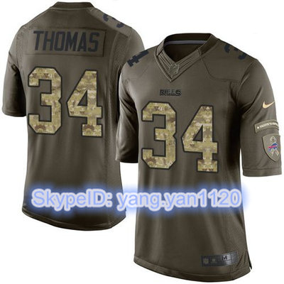 Nike Bills #34 Thurman Thomas Green Youth Stitched NFL Limited Salute to Service Jersey
