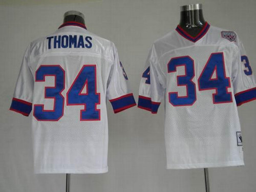 Buffalo Bills 34 Thurman Thomas white Throwback Jerseys