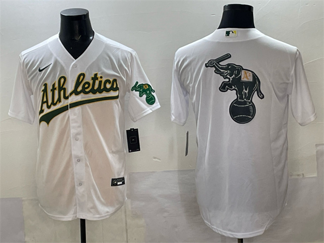 Men's Oakland Athletics Team Big Logo White Stitched Baseball Jersey 1