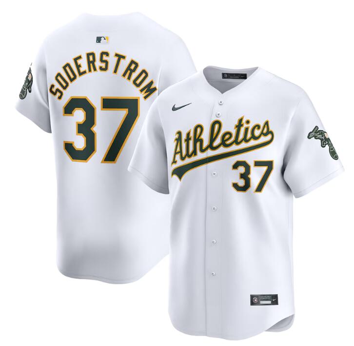 Men's Oakland Athletics #37 Tyler Soderstrom White Home Limited Stitched Jersey