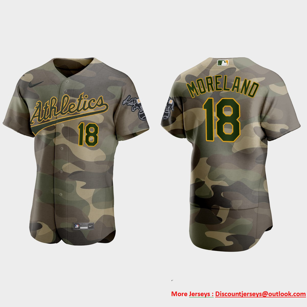 Oakland Athletics #18 Mitch Moreland Men's Nike 2021 Armed Forces Day Authentic MLB Jersey -Camo