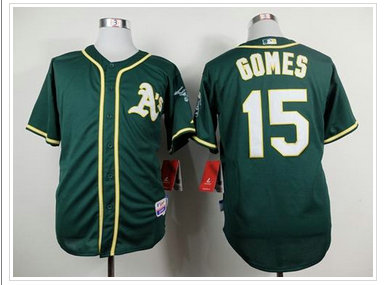 Oakland Athletics #15 Jonny Gomes Green Cool Base Stitched Baseball Jersey