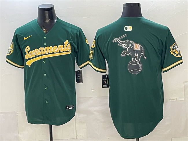 Men's Oakland Athletics Team Big Logo 2026 Green Alternate Sacramento Celebrating 125 Years Vapor Limited Stitched Baseball Jersey