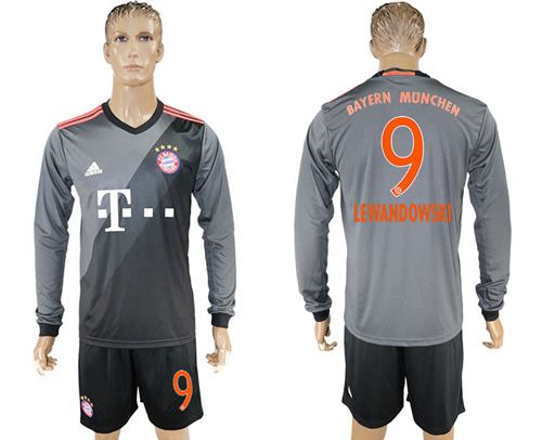 Bayern Munchen #9 Lewandowski Away Long Sleeves Soccer Club Jersey