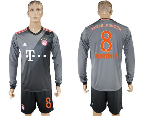 Bayern Munchen #8 Martinez Away Long Sleeves Soccer Club Jersey