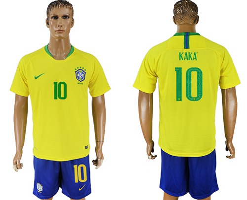 Bazil #10 Kaka Home Soccer Country Jersey