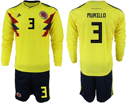 Colombia #3 Murillo Home Long Sleeves Soccer Country Jersey