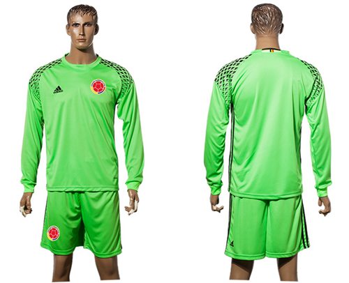 Colombia Blank Green Goalkeeper Long Sleeves Soccer Country Jerse