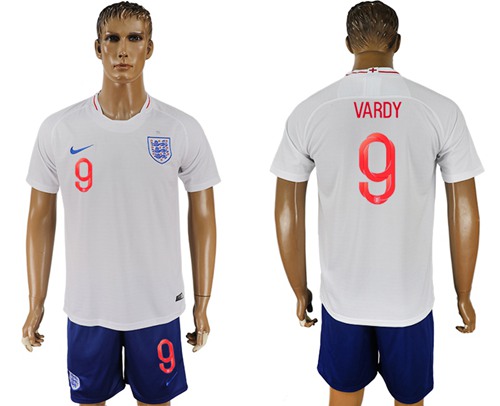 England #9 Vardy Home Soccer Country Jersey