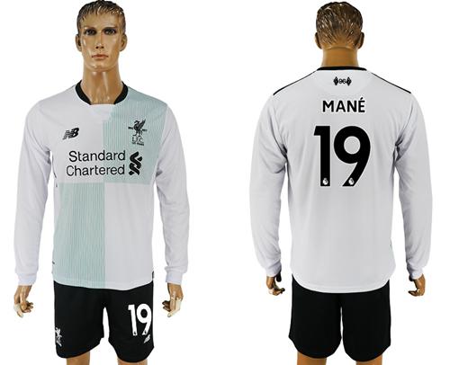 Liverpool #19 Mane Away Long Sleeves Soccer Club Jersey