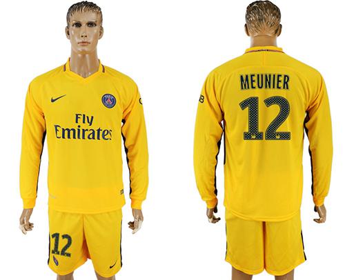 Paris Saint-Germain #12 Meunier Away Long Sleeves Soccer Club Jersey