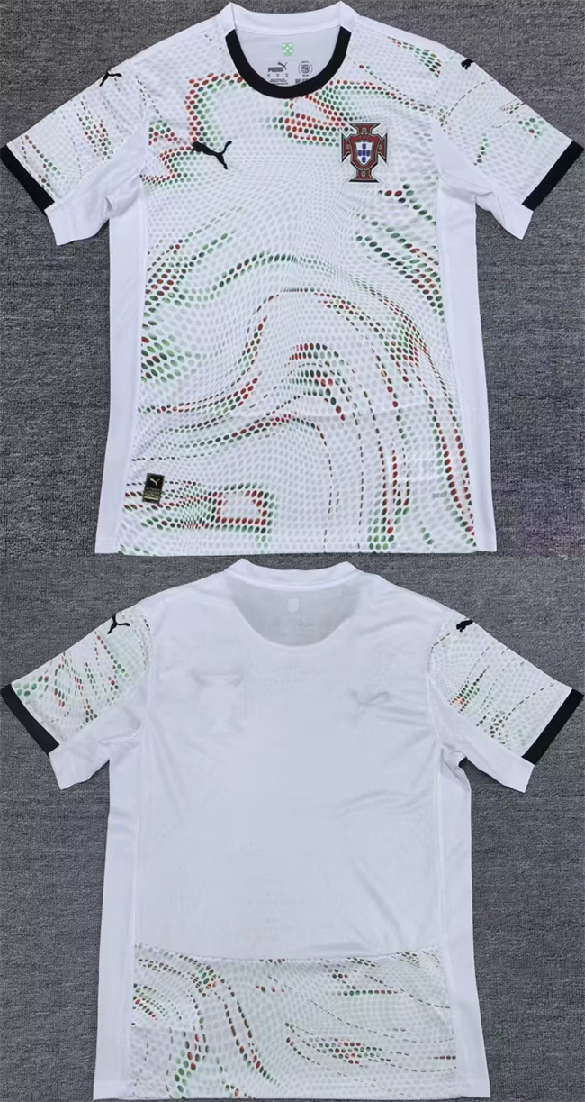 Men's Portugal Team Blank 2025 White Away Soccer Jersey 1