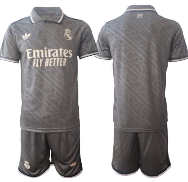 Men's Real Madrid Custom 24 25 Grey Third Soccer Jersey Suit