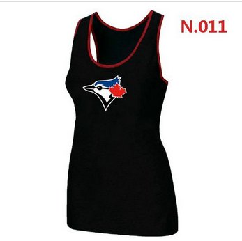 Women Nike Toronto Blue Jays Big Logo Tri-Blend Racerback Stretch Tank Top Black
