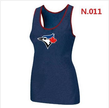 Women Nike Toronto Blue Jays Big Logo Tri-Blend Racerback Stretch Tank Top Blue