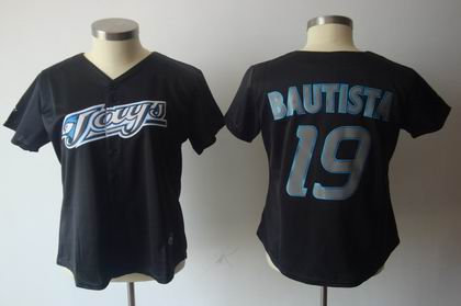 women Toronto Blue Jays 19 Jose Bautista BLACK jersey
