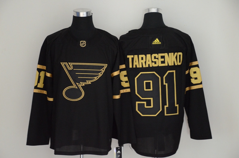 Blues 91 Vladimir Tarasenko Black Gold Adidas Jersey Blues 91 Vladimir Tarasenko Black Gold Adidas Jersey