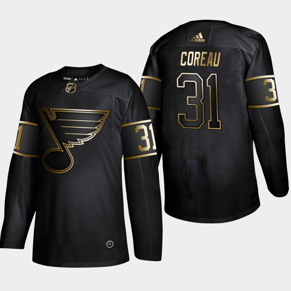 Blues 31 Jared Coreau Black Gold Adidas Jersey Blues 31 Jared Coreau Black Gold Adidas Jersey