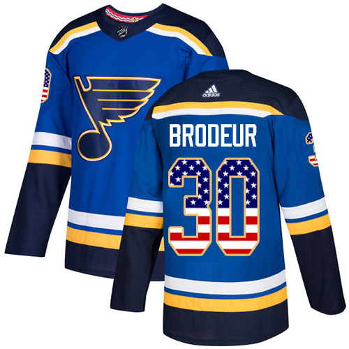 Adidas Blues #30 Martin Brodeur Blue Home Authentic USA Flag Stitched NHL Jersey Adidas Blues #30 Martin Brodeur Blue Home Authentic USA Flag Stitched NHL Jersey