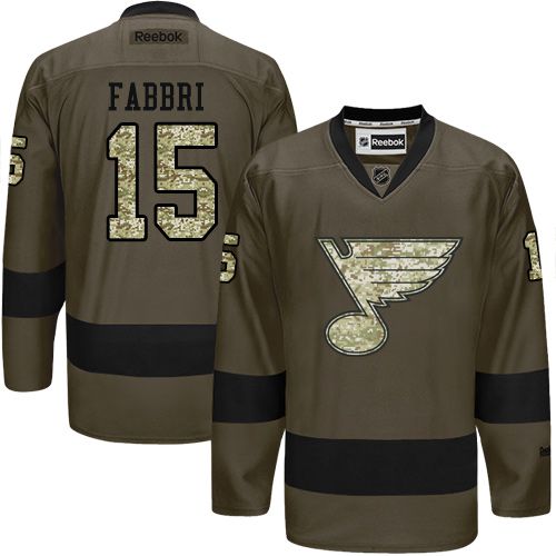 Blues #15 Robby Fabbri Green Salute to Service Stitched NHL Jersey Blues #15 Robby Fabbri Green Salute to Service Stitched NHL Jersey