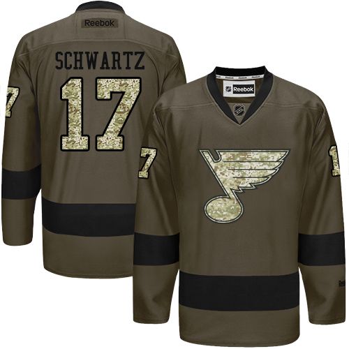 Blues #17 Jaden Schwartz Green Salute to Service Stitched NHL Jersey Blues #17 Jaden Schwartz Green Salute to Service Stitched NHL Jersey